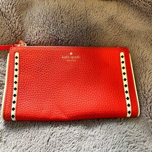 NWOT  KATE SPADE Bifold Wallet Red Leather Credit Card Organizer